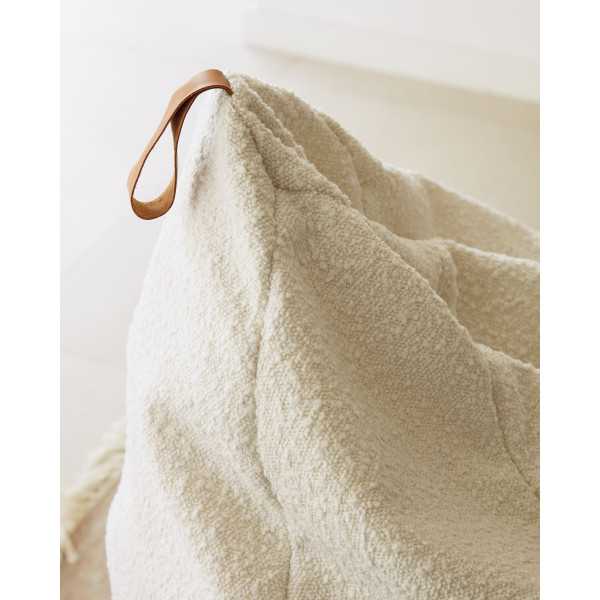 POUF VICKA EFFET SHEARLING BLANC D 70 CM