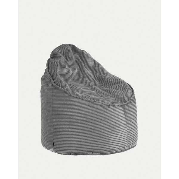 WILMA POUF CORDUROY GRANDE RIBS CINZA...