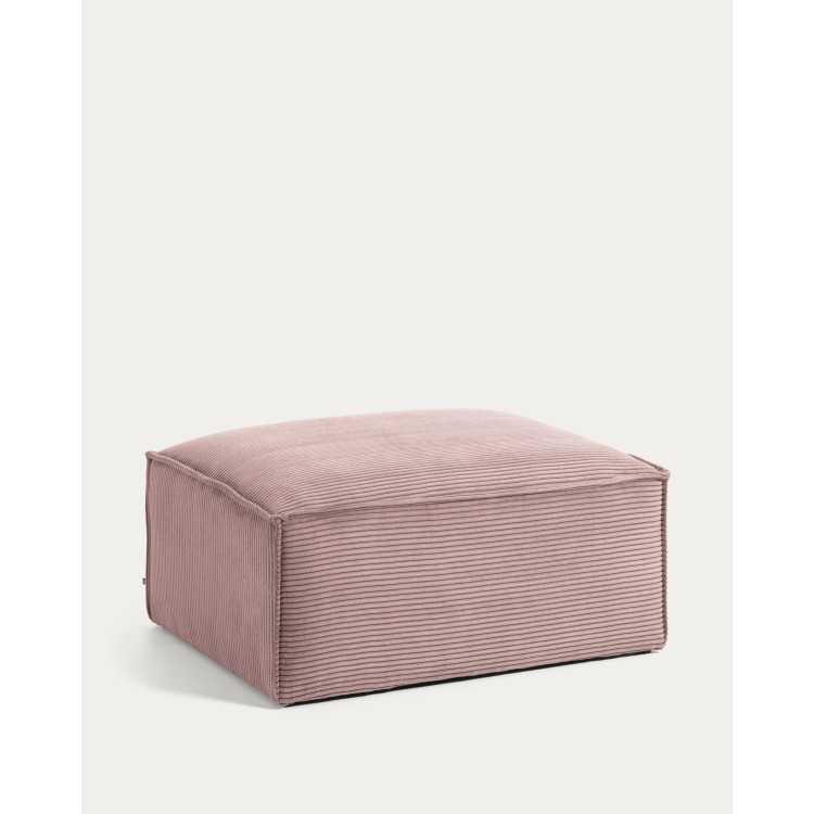 BLOK VELVET FOOTREST WITH LARGE RIBBED PINK 90 X 70 CM