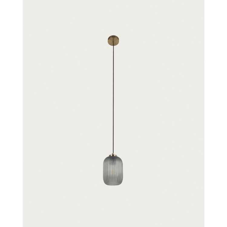 SUSPENSION HESTIA EN MÉTAL FINITION LAITON ET VERRE GRIS