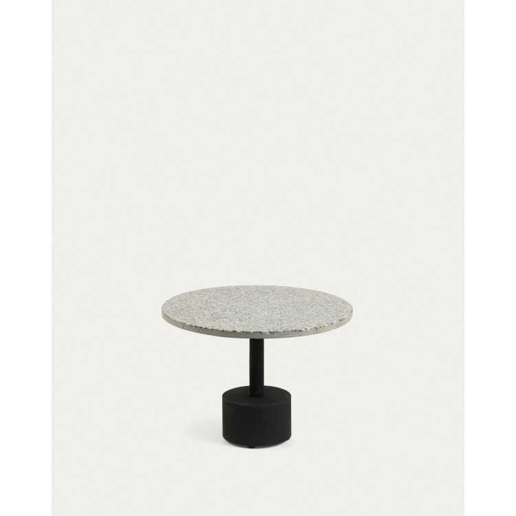 DELANO SIDE TABLE IN GRAY TERRAZZO AND BLACK STEEL LEGS D 55 C