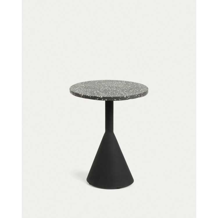 TABLE D'APPOINT DELANO EN TERRAZZO NOIR ET PIEDS EN ACIER NOIR D 40 C