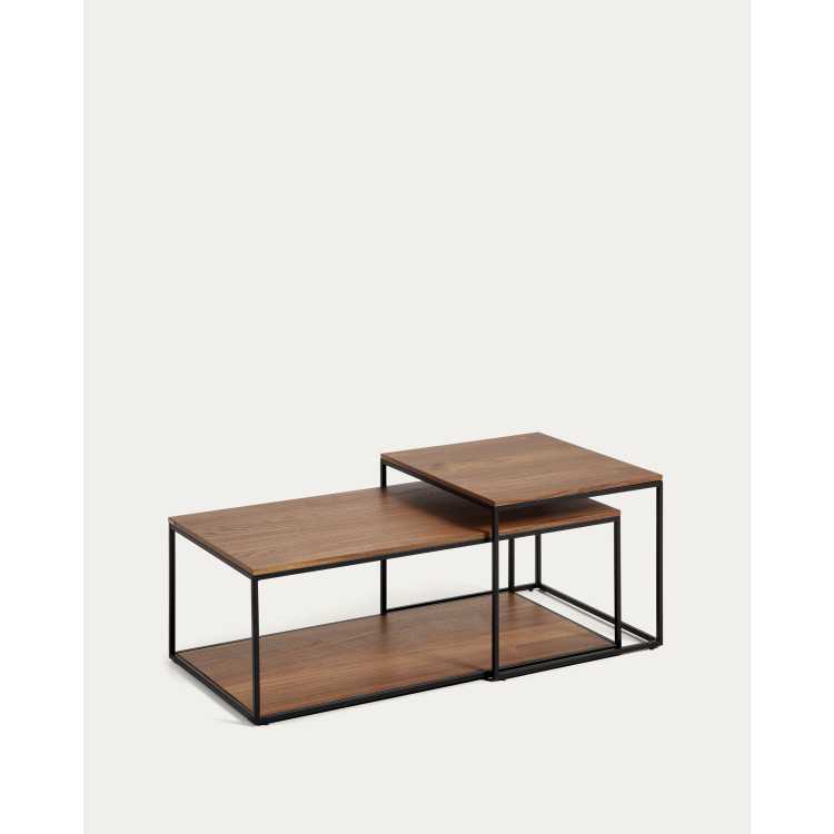 SET OF 2 YOANA NESTING COFFEE TABLES IN WALNUT VENEER AND STR
