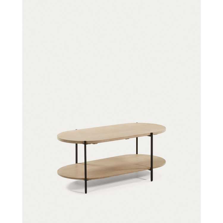 PALMIA COFFEE TABLE IN SOLID MANGO WOOD AND BLACK STEEL LEGS