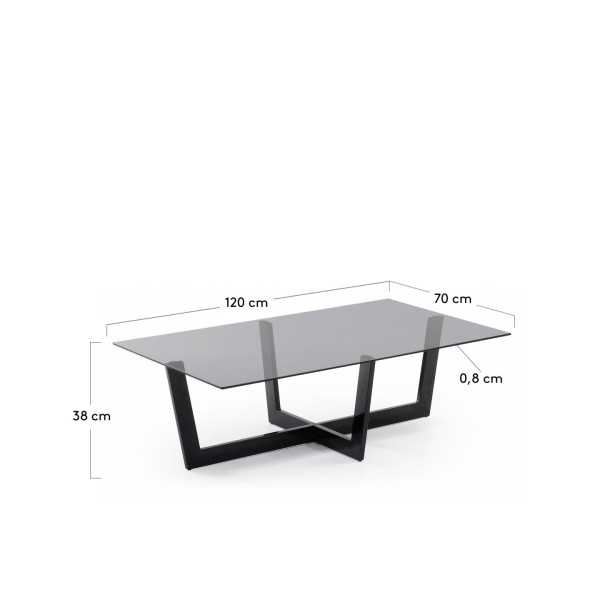 TABLE BASSE PLAM EN VERRE NOIR ET...