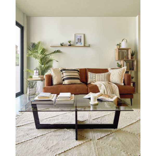 TABLE BASSE PLAM EN VERRE NOIR ET...