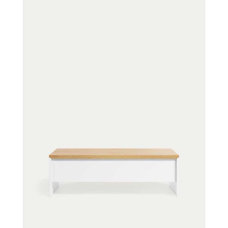 TABLE BASSE RELEVABLE ABILEN EN PLACAGE DE CHÊNE ET LAQUÉ BLANC 110 X