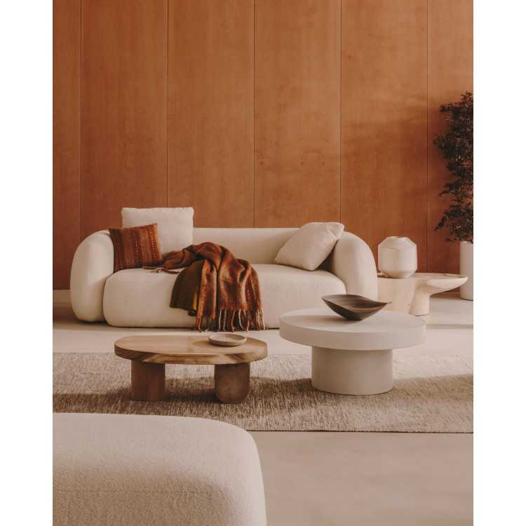 AIGUABLAVA ROUND COFFEE TABLE IN WHITE CEMENT D...