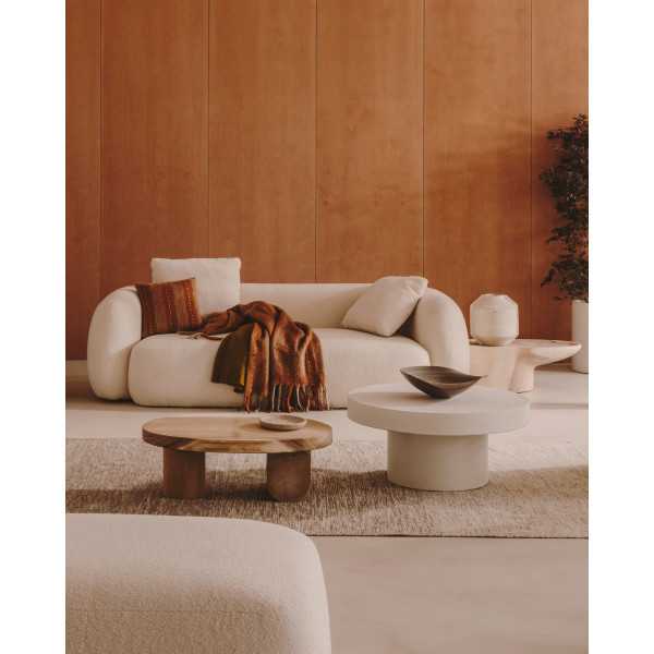 AIGUABLAVA ROUND COFFEE TABLE IN WHITE CEMENT D 90 CM