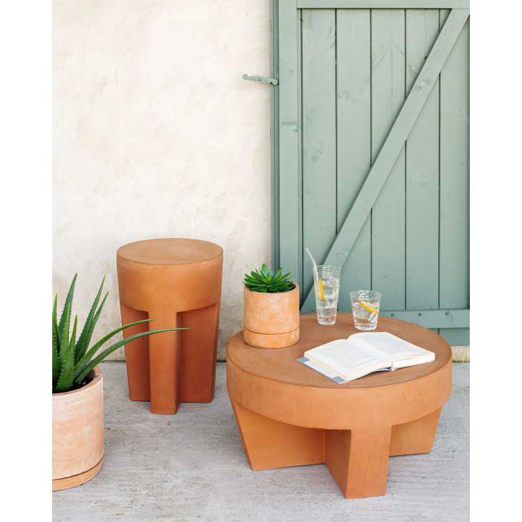 MESA DE CENTRO VILENA REDONDA EM TERRACOTTA D...