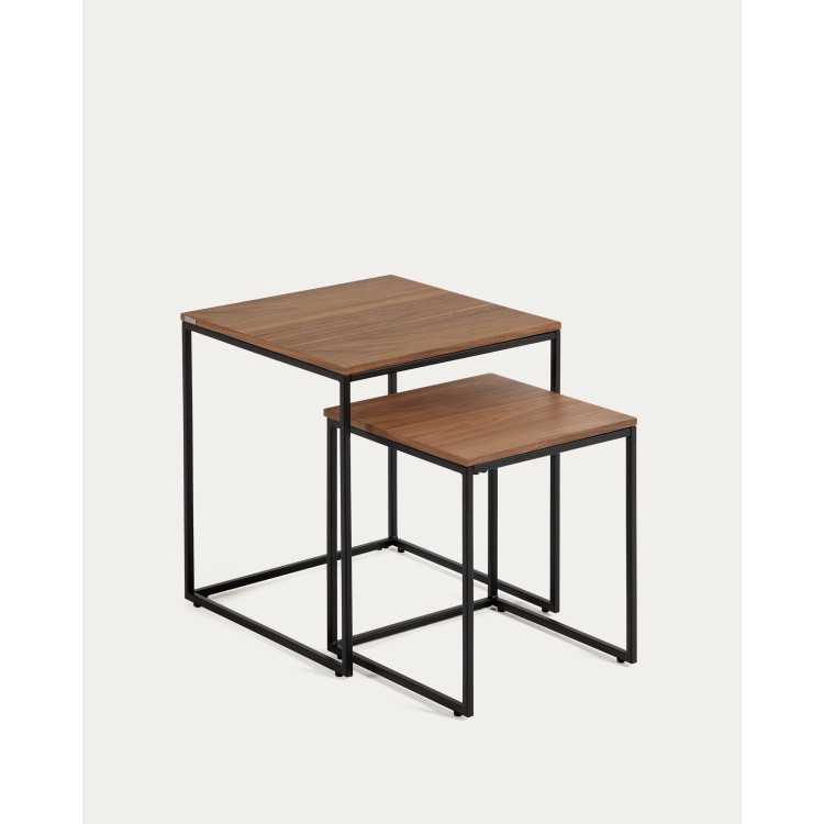 SET OF 2 YOANA NEST OF SIDE TABLES IN WALNUT VENEER AND STR