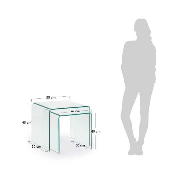 BURANO SET OF 2 GLASS NEST OF TABLES
