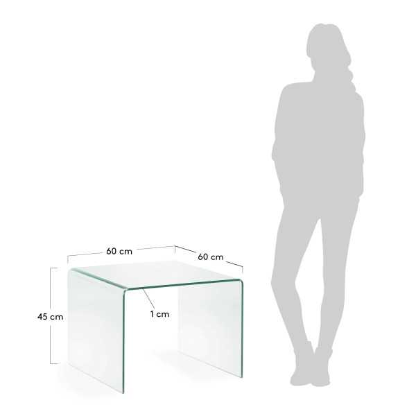 MESA DE APOIO DE VIDRO BURANO 60 X 60 CM