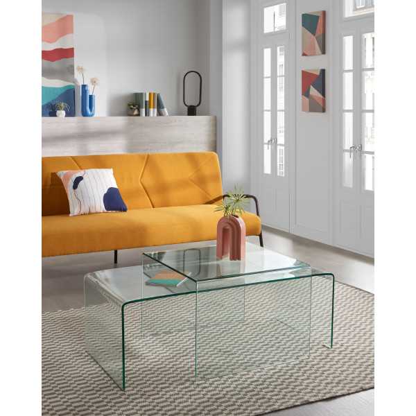 MESA DE APOIO DE VIDRO BURANO 60 X 60 CM