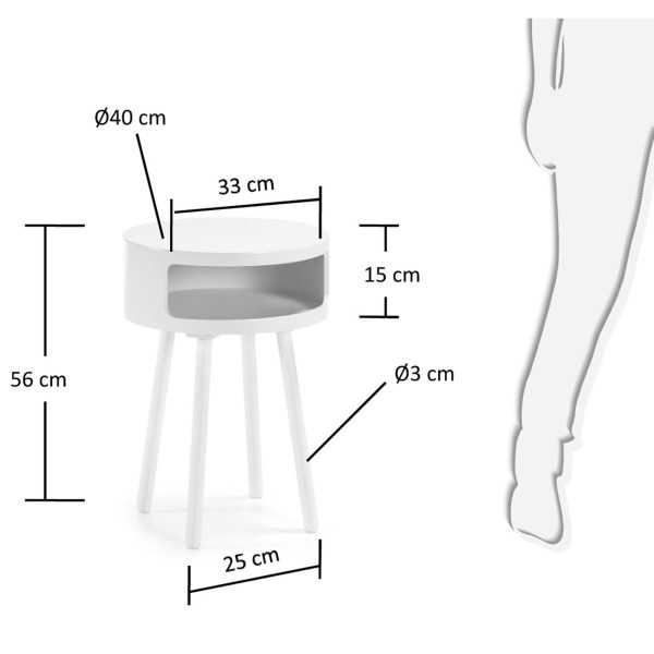 MESA LATERAL KURB BD 40 CM BRANCO FSC...