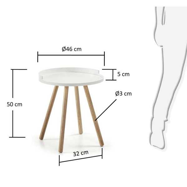 TABLE D'APPOINT KURB BLANCHE D 46 CM...