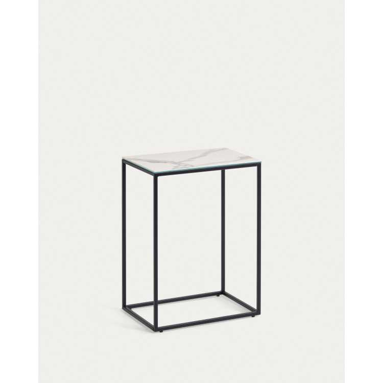 TABLE D'APPOINT REWENA AVEC PLATEAU EN GRÈS CÉRAME FINITION KALOS BLA