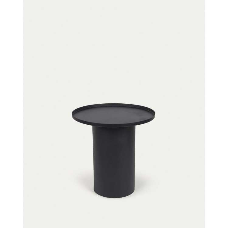 MESA DE APOIO REDONDA FLEKSA EM METAL PRETO D 45CM