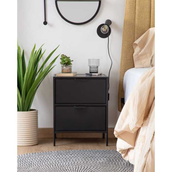 SHANTAY BEDSIDE TABLE IN BLACK FINISH...