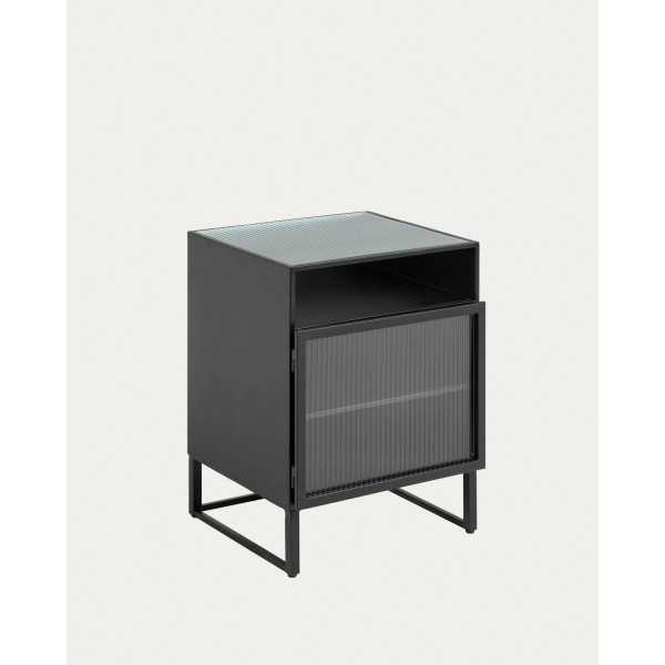 TRIXIE BLACK STEEL BEDSIDE TABLE 45 X...