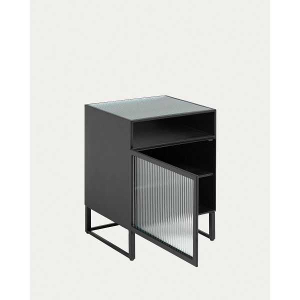 TRIXIE BLACK STEEL BEDSIDE TABLE 45 X...