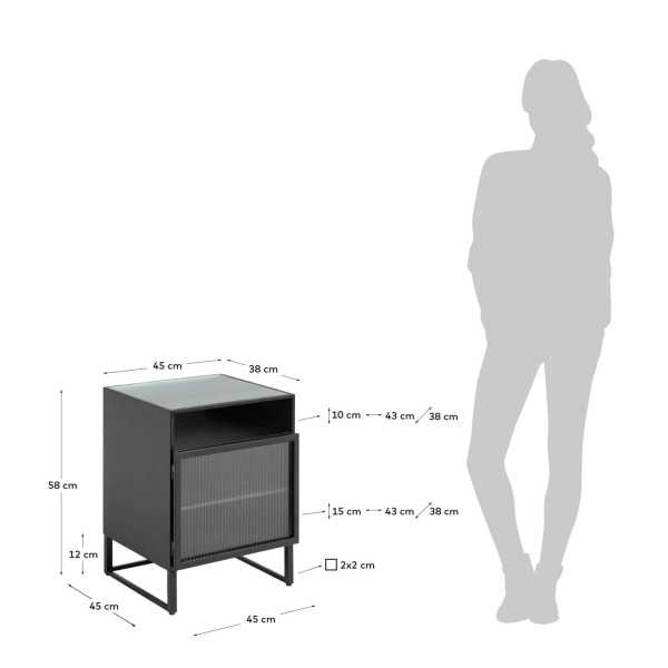 TRIXIE BLACK STEEL BEDSIDE TABLE 45 X...