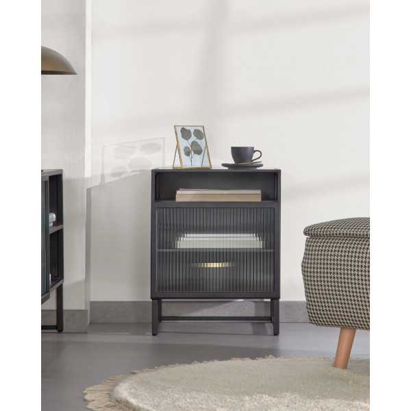 TRIXIE BLACK STEEL BEDSIDE TABLE 45 X...