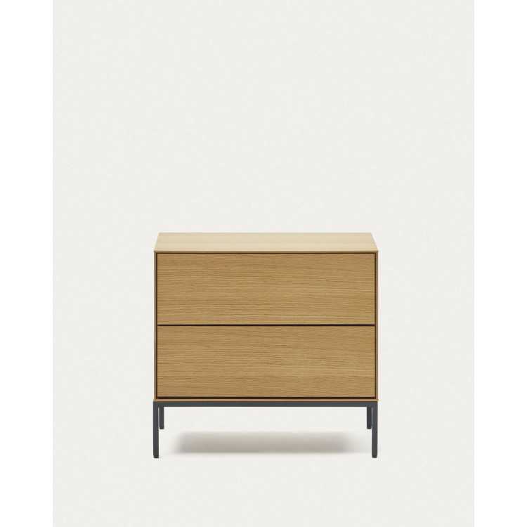 VEDRANA BEDSIDE TABLE 2 DRAWERS OAK VENEER AND STEEL LEGS