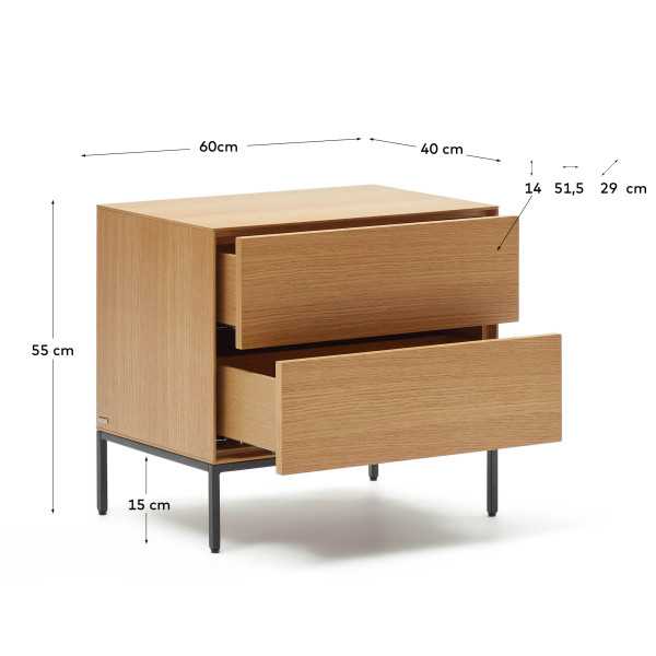 VEDRANA BEDSIDE TABLE 2 DRAWERS OAK...