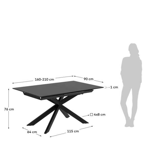 MESA EXTENSÍVEL DE VIDRO E PÉS DE AÇO...