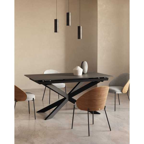 MESA EXTENSÍVEL DE VIDRO E PÉS DE AÇO...