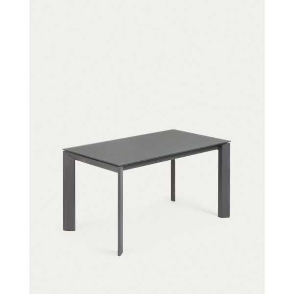 MESA EXTENSÍVEL AXIS EM VIDRO CINZA E...