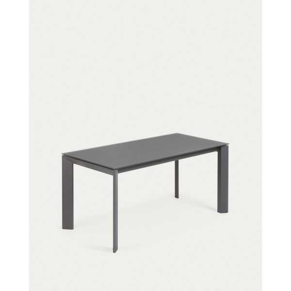 MESA EXTENSÍVEL AXIS EM VIDRO CINZA E...