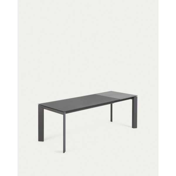 MESA EXTENSÍVEL AXIS EM VIDRO CINZA E...