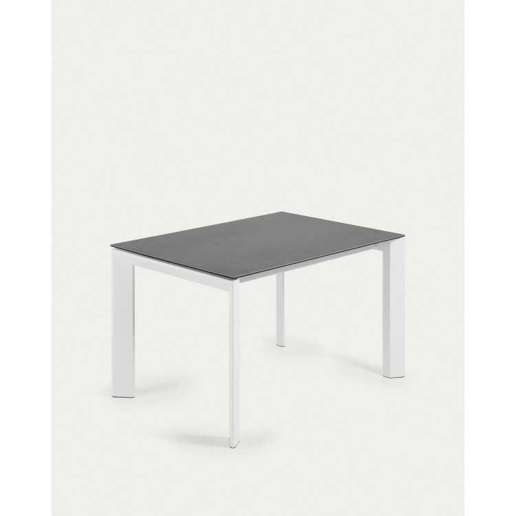 TABLE EXTERIEUR EXTENSIBLE AXIS 120-180 CM GRES CERAME ET ACIER BLANC