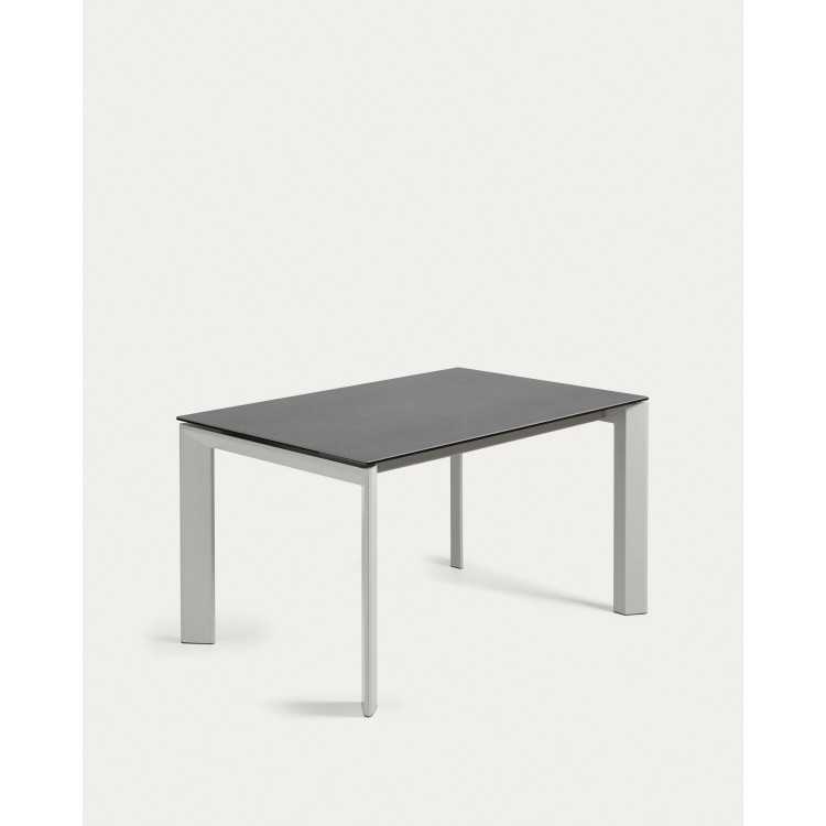 MESA DE GRES PORCELANA EXTENSÍVEL AXIS VULCANO ROCA ACABAMENTO CINZA PERNAS 14