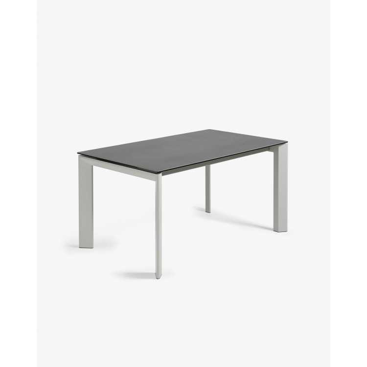 MESA DE GRES PORCELANA EXTENSÍVEL AXIS VULCANO ROCA ACABAMENTO CINZA PERNAS 16