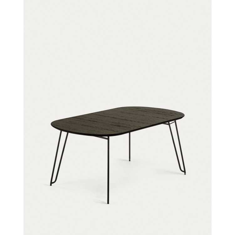MILIAN EXTENDABLE TABLE WITH ASH VENEER AND BLACK STEEL LEGS 140 (