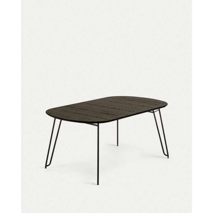 MILIAN EXTENDABLE TABLE WITH ASH VENEER AND BLACK STEEL LEGS 170 (