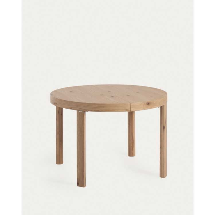 COLLEEN ROUND EXTENDABLE TABLE OAK PLYWOOD AND WOODEN LEGS D120