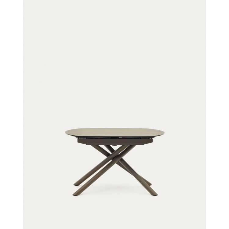 MESA EXTENSÍVEL YODALIA EM GRÉS PORCELANA E PERNAS DE AÇO COM ACABAMENTO MA