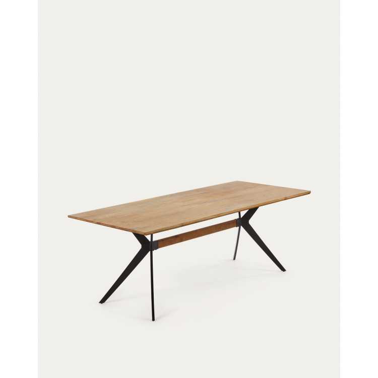 AMETHYST TABLE WITH AGED-EFFECT OAK VENEER AND FINISHED STEEL LEGS
