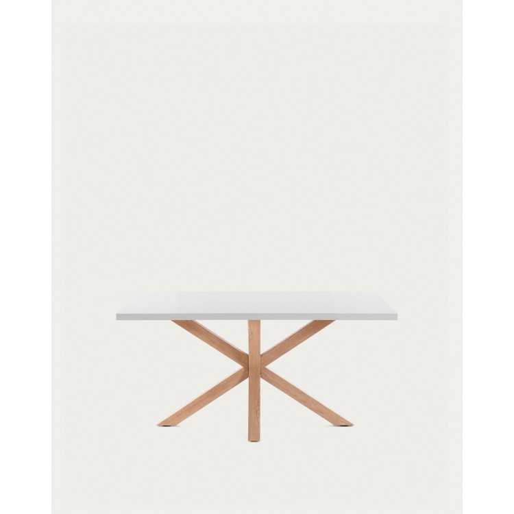 MESA ARGO 160 X 100 CM EM MELAMINA BRANCA E PERNAS DE AÇO EFEITO MADEIRA