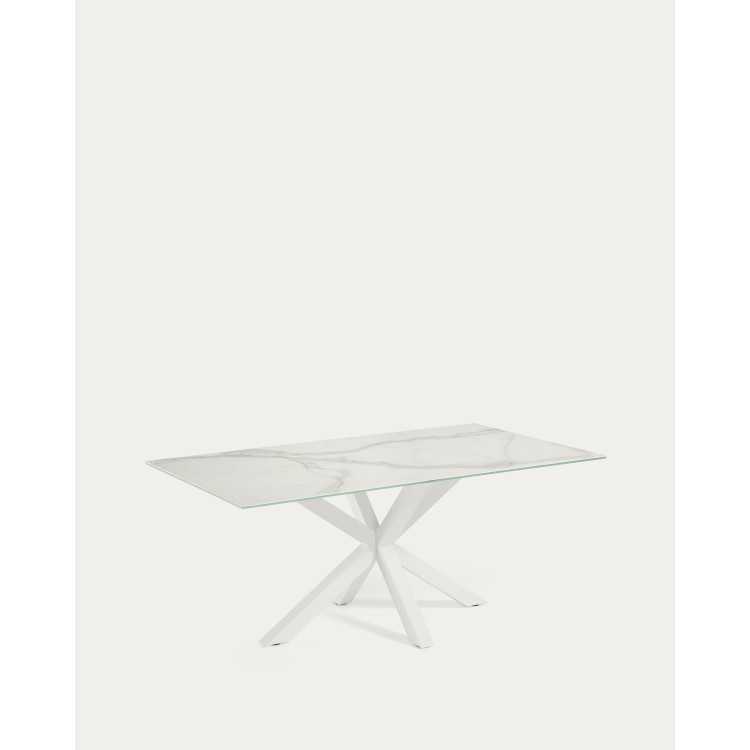 MESA ARGO 160 X 90 CM GRES PORCELANA BRANCO PERNAS DE AÇO