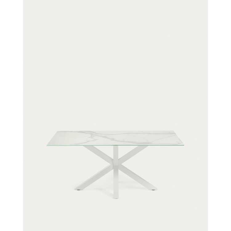 MESA ARGO 180 CM GRES PORCELANA E PERNAS DE AÇO COM ACABAMENTO BRANCO
