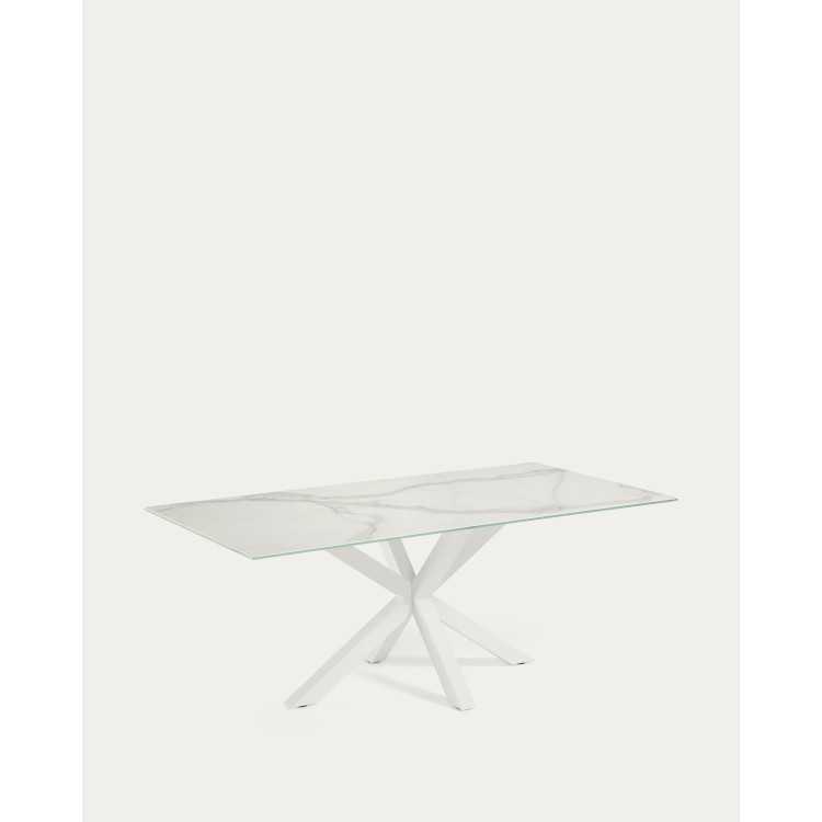 MESA ARGO 200 CM GRES PORCELANA E PERNAS DE AÇO BRANCO