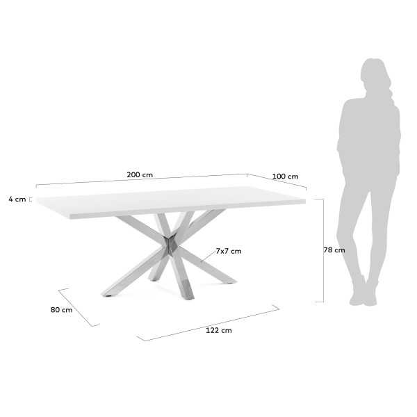 TABLE ARGO 200 CM MÉLAMINE BLANC ET...