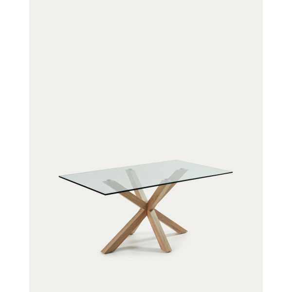ARGO GLASS TABLE AND WOOD-EFFECT...