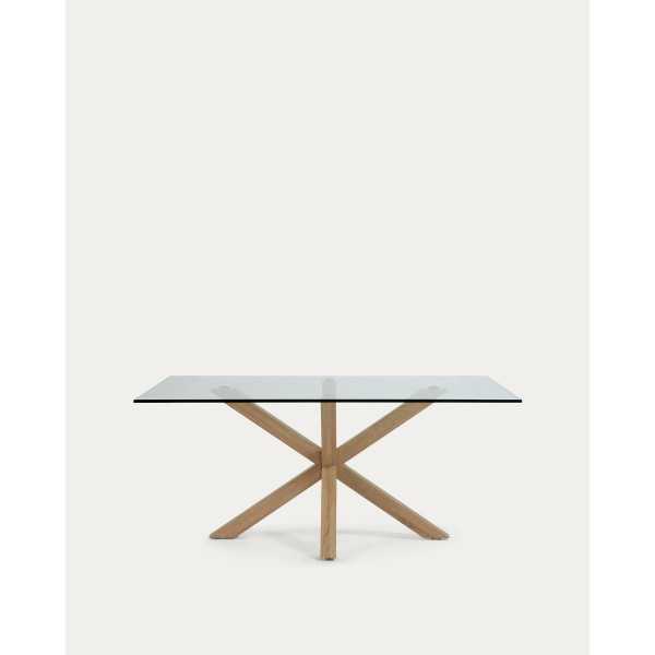 ARGO GLASS TABLE AND WOOD-EFFECT...