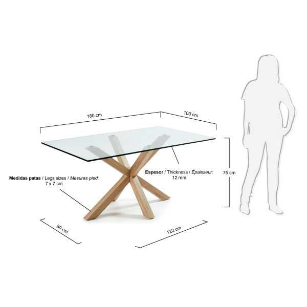 ARGO GLASS TABLE AND WOOD-EFFECT...